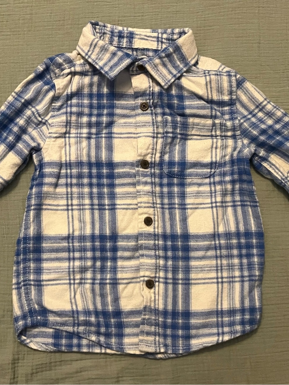 Cat & Jack Boys 5T Blue White Plaid 100% Cotton Button Down Shirt